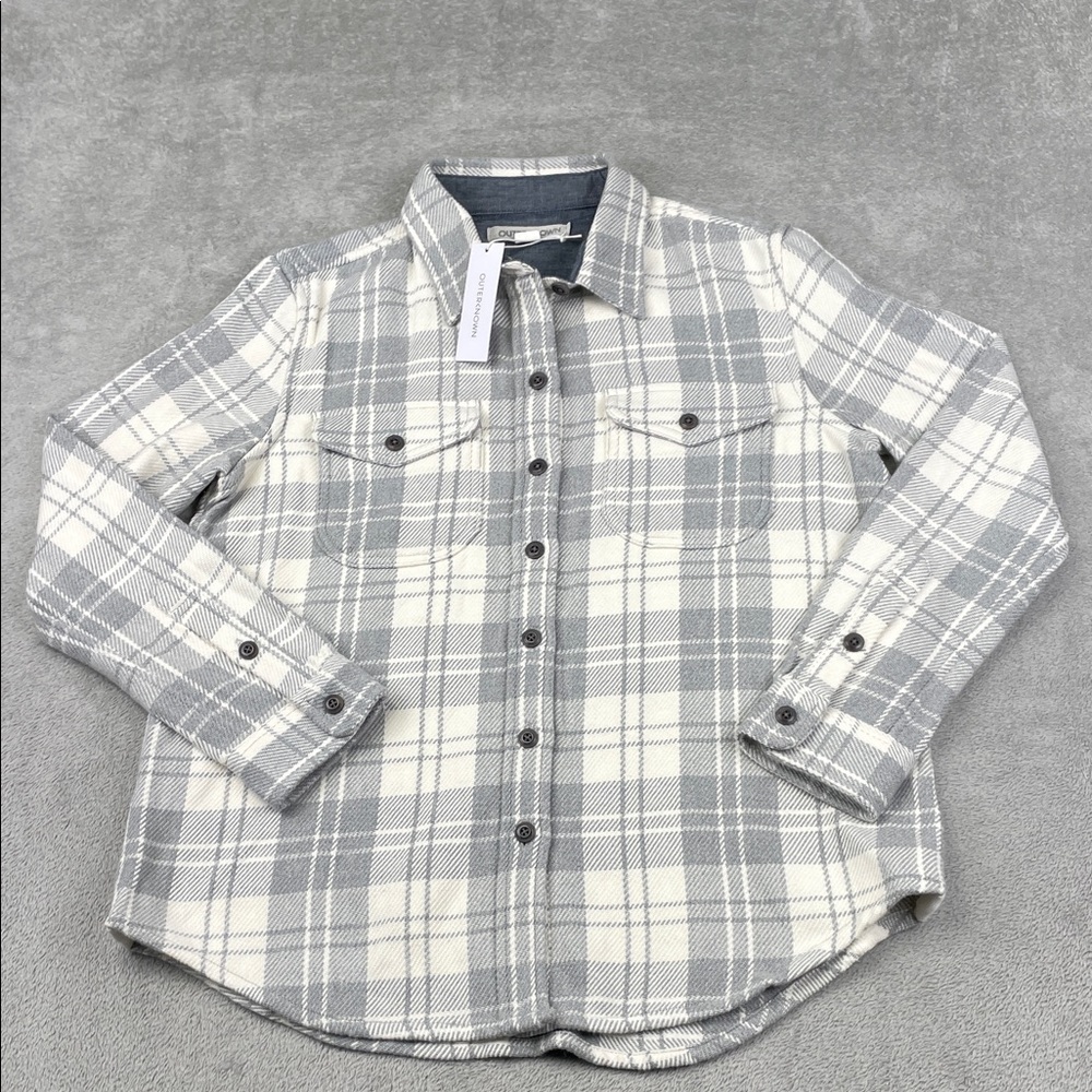 NEW Outerknown XS/S Womens Blanket Shirt 100% Organic Cotton Gray, White
